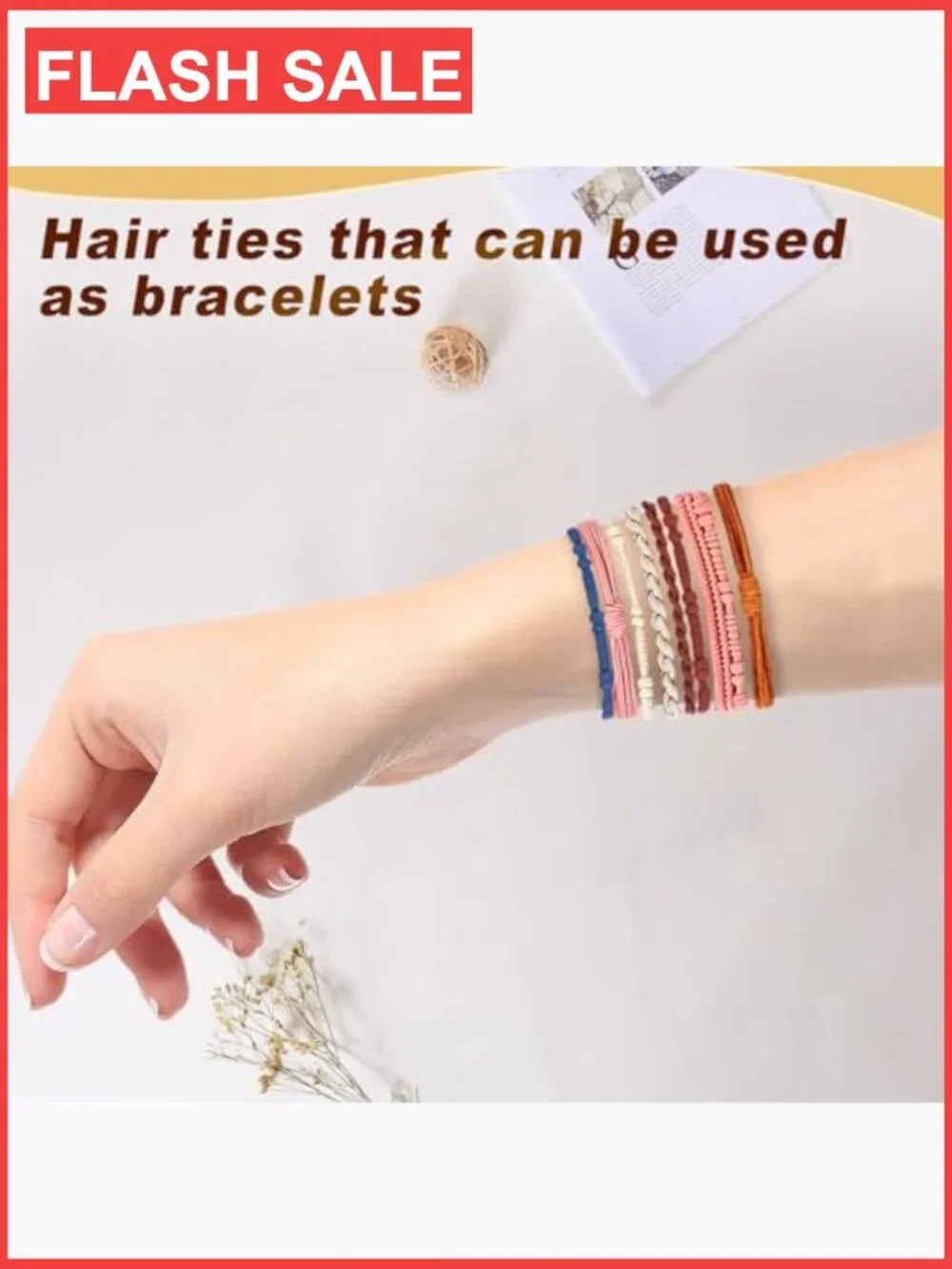 48 PCS Boho Braided Elastic Hair Ties No Damage Ponytail Holders